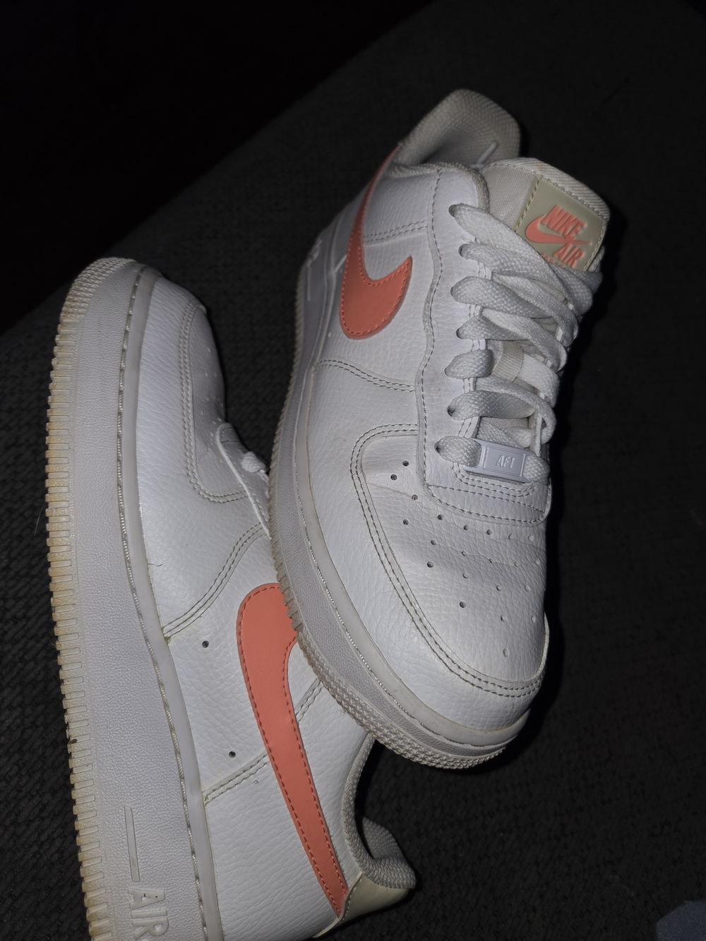 Nike Air Force Ones AF1 Low White Orange Coral Pink Swoosh Women's Size 7.5